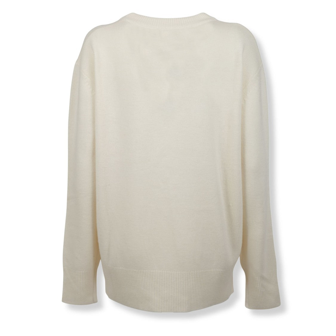 Blumarine Ribbed Knit Pullover With Sequin Floral Embellishment