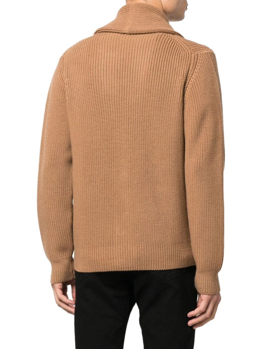 Drumohr Brown Shawl Collar Knitted Cardigan