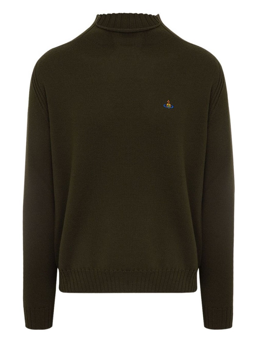 Vivienne Westwood Dark Brown High Neck Orb Sweater