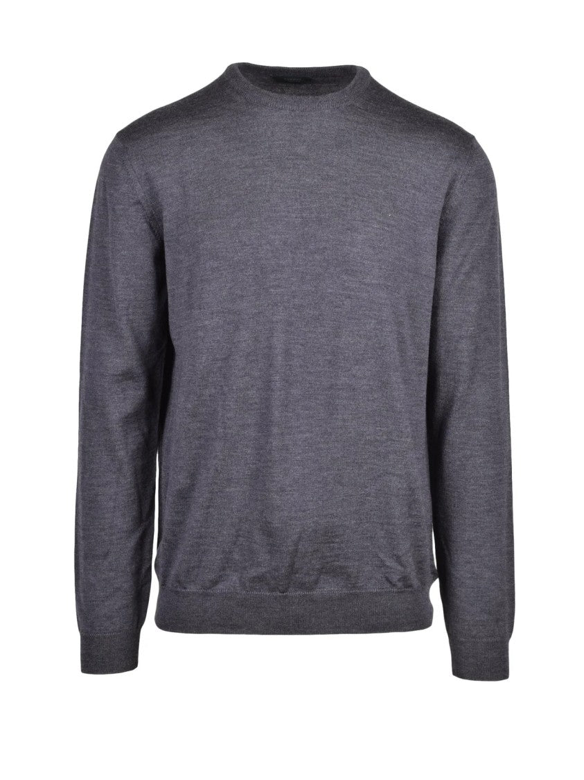 Zanone Grey Virgin Wool Crewneck Sweater