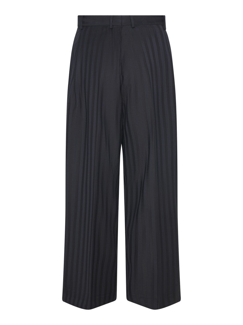 Hed Mayner Wide-Leg Draped Trousers With Navy Stripe Detail