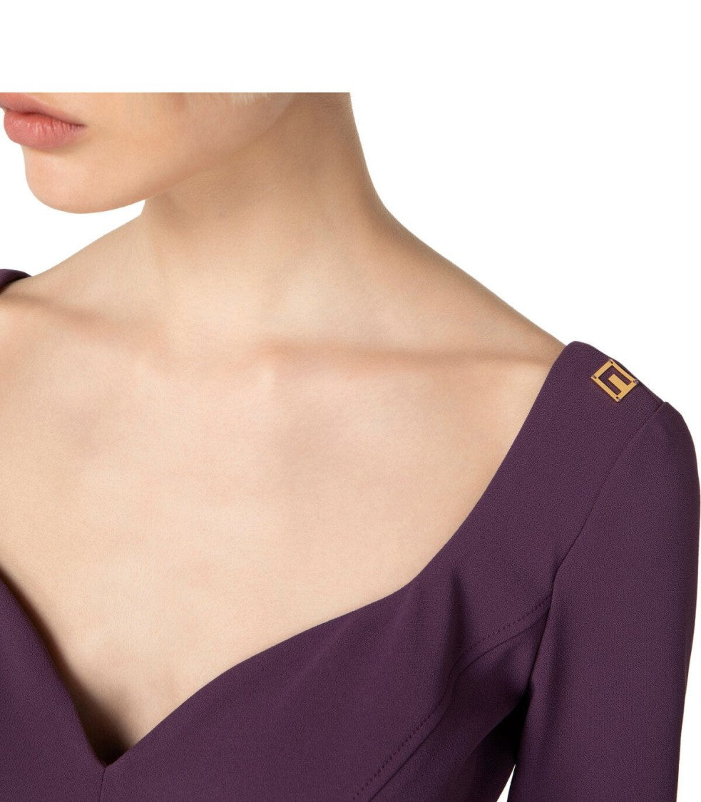 Elisabetta Franchi Purple Midi Sheath Dress