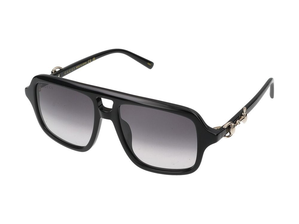 Gucci Black Rectangular Frame Acetate Sunglasses