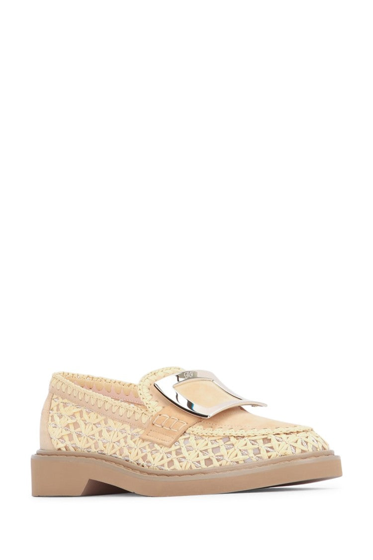 Roger Vivier Raffia Braided Loafer With Metallic Buckle