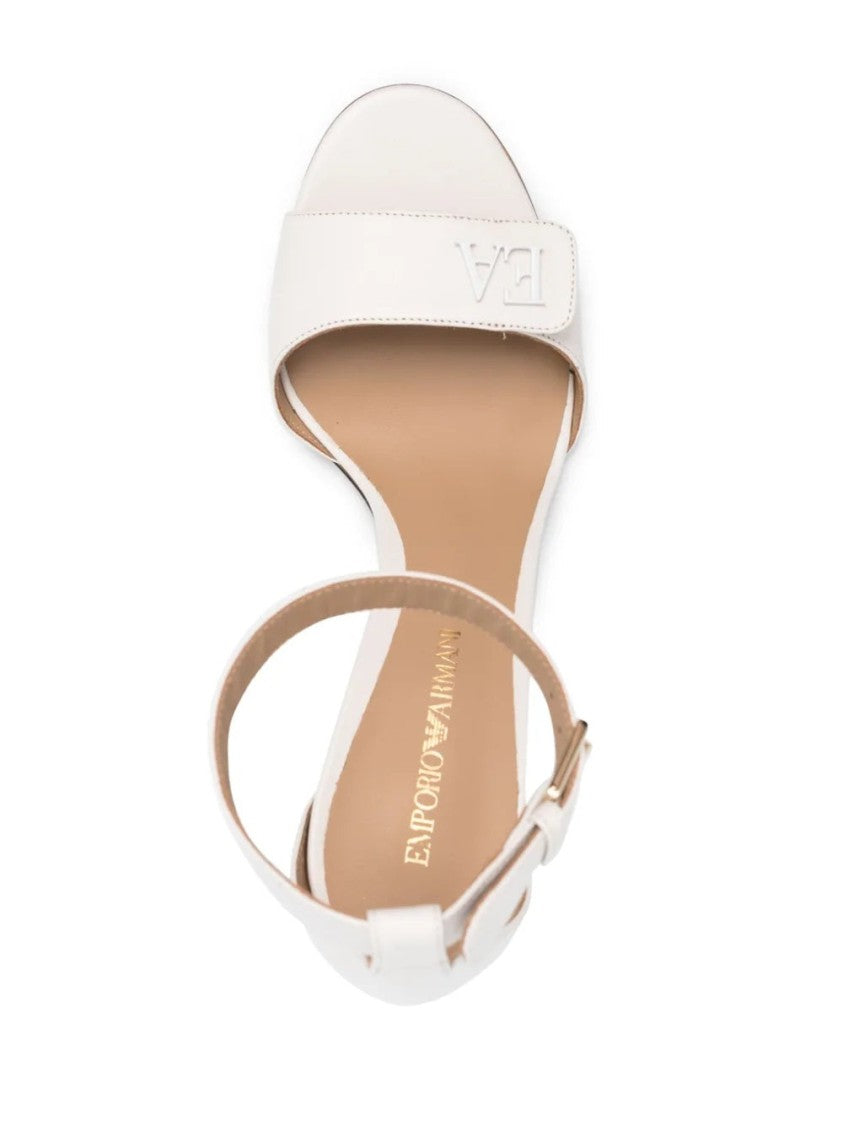Emporio Armani Open-Toe Beige Sandals With Block Heel