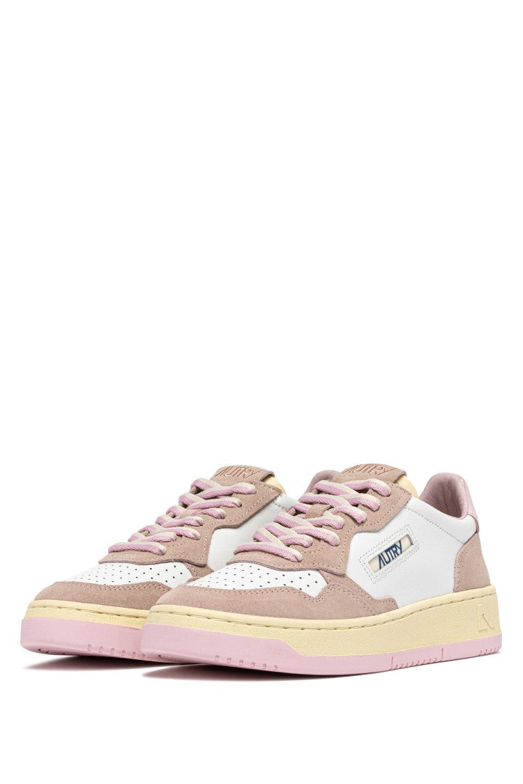 Autry White Pink Medalist Suede Sneakers