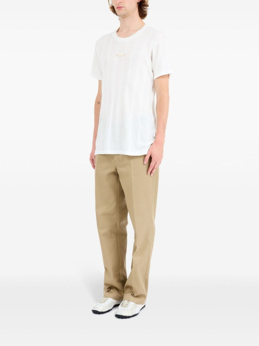 Maison Margiela Minimalist White T-Shirt With Logo Patch