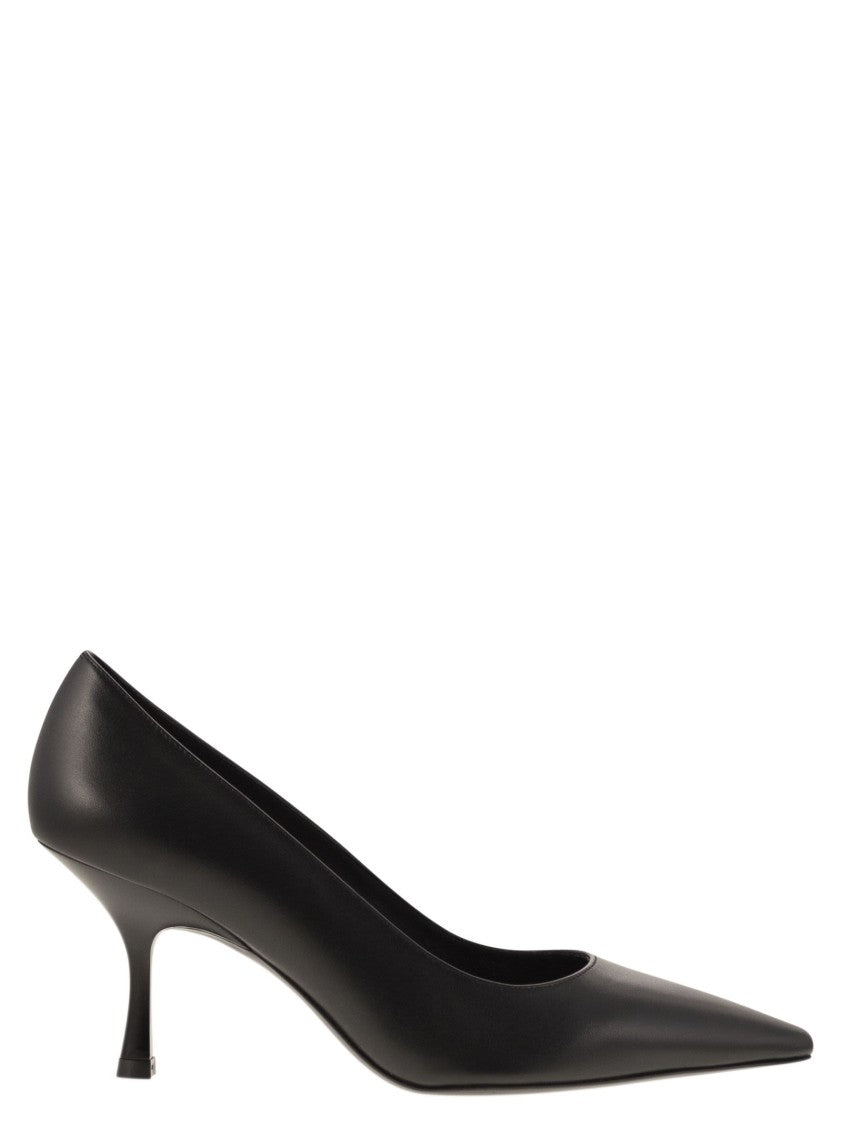 Stuart Weitzman Pointed-Toe Leather Décolleté With Retro Heel