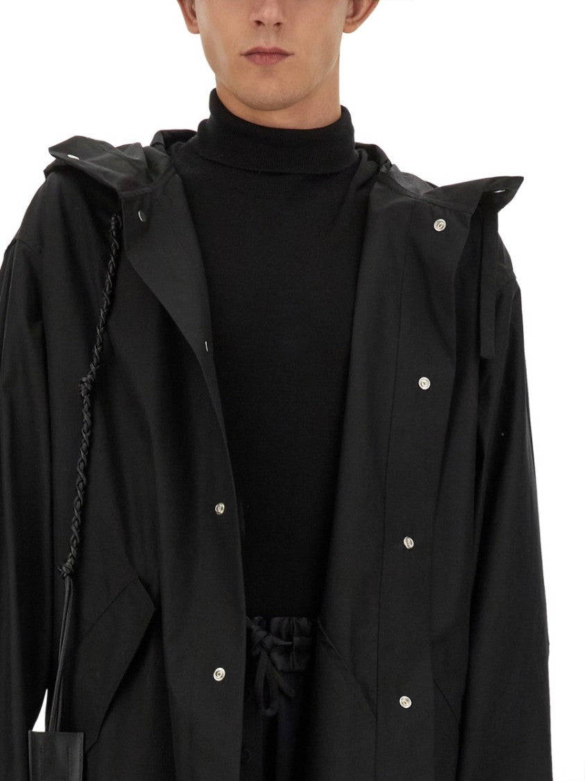 Jil Sander Hooded Black Cotton Parka