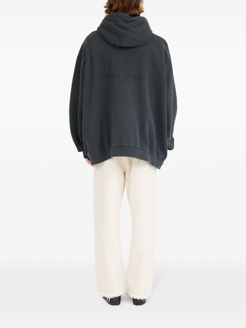 Maison Margiela Oversized Black Cotton Jersey Zip-Up Hoodie