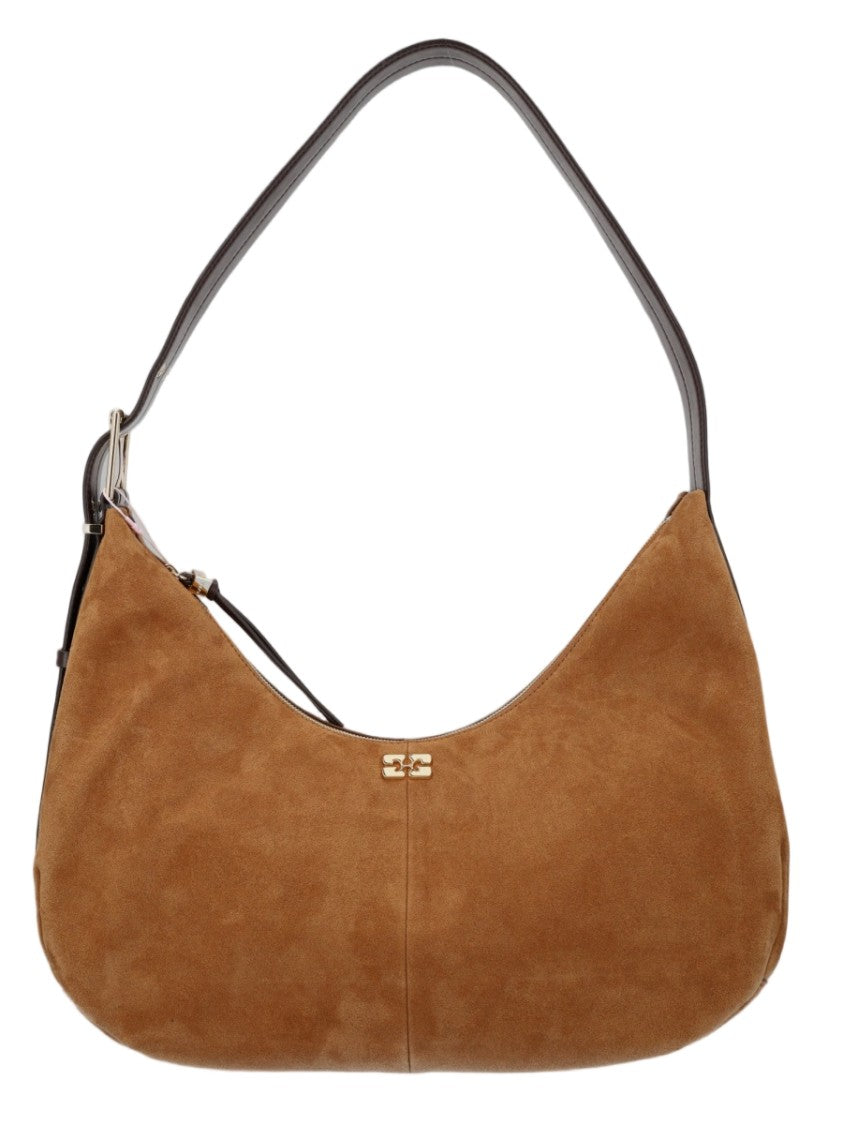 Ganni Crescent-Shaped Recycled Leather-Blend Shoulder Bag