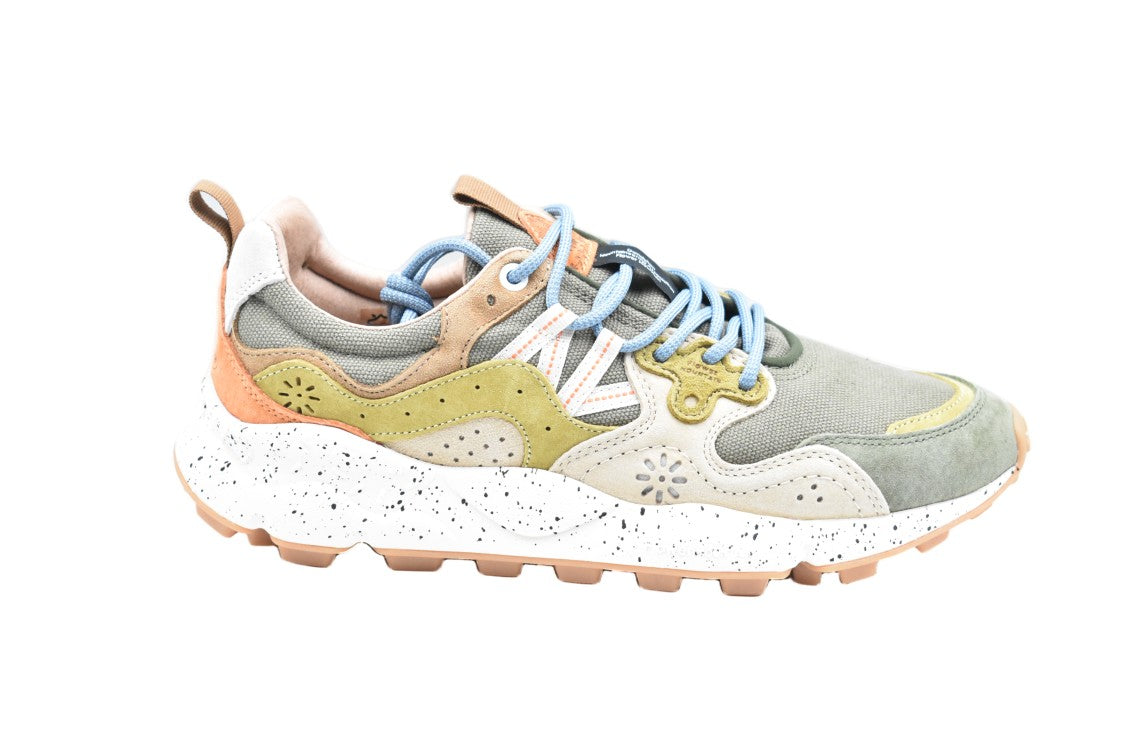 Flower Mountain Military Taupe Suede And Canvas Low-Cut Sneakers