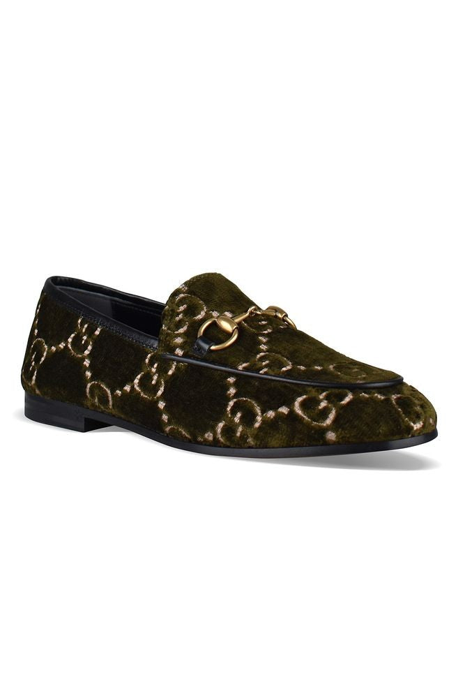 Gucci Khaki Green Velvet Loafers