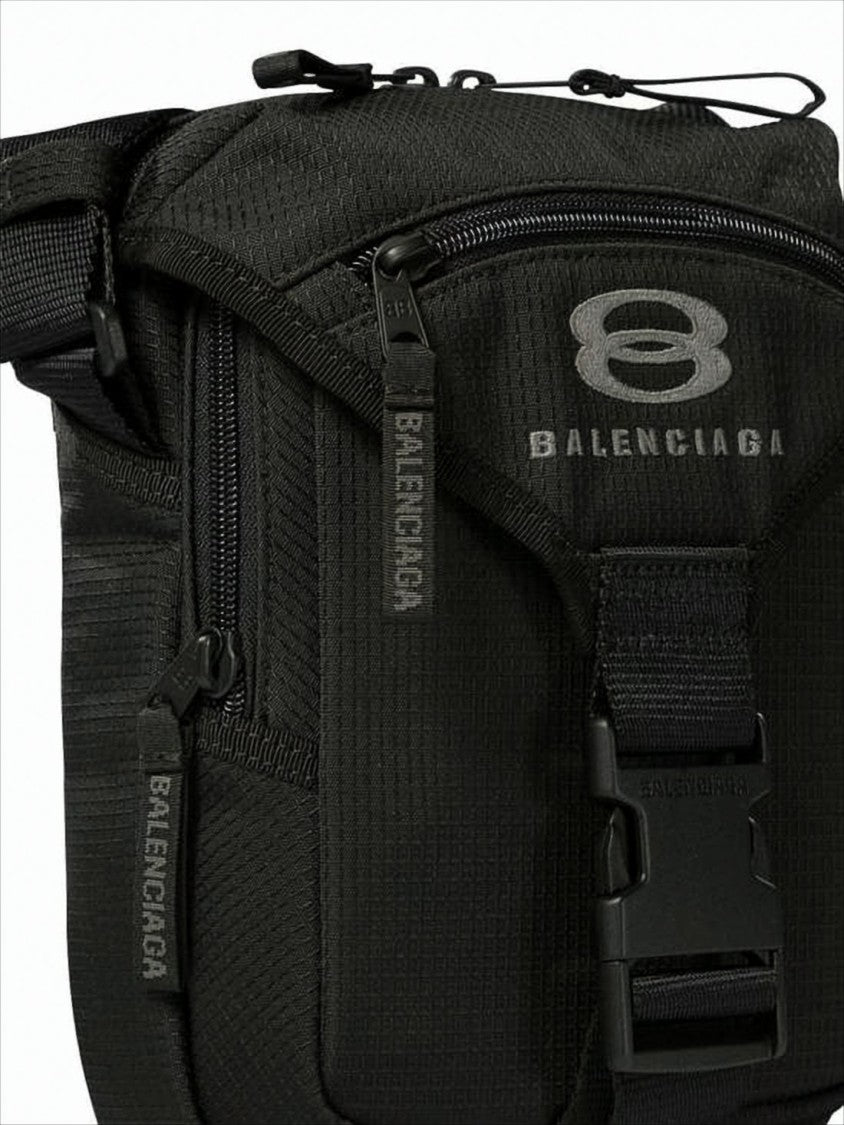 Balenciaga Structured Black Nylon Clutch With Bold Logo Print