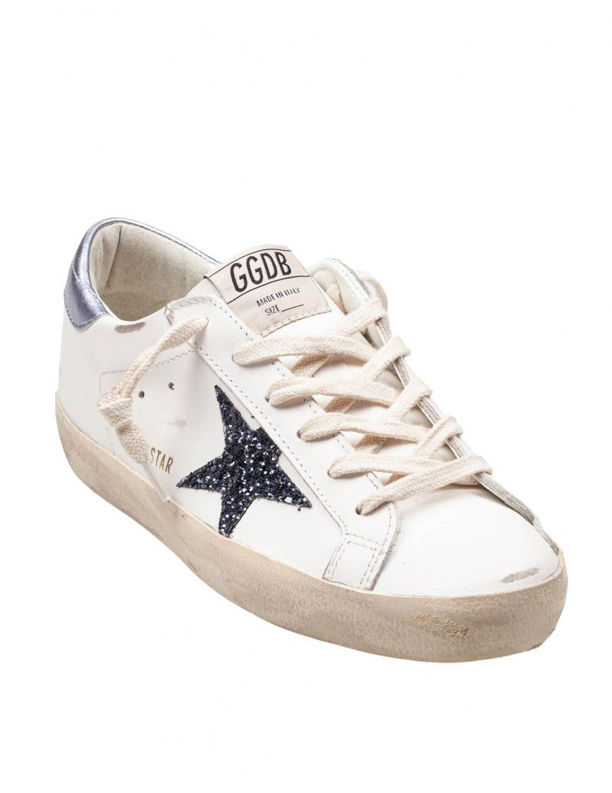 Golden Goose Super Star Leather Sneakers Blue And White