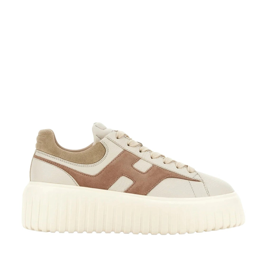 Hogan H-Stripes Lace-Up Sneakers In Calfskin And Sheepskin