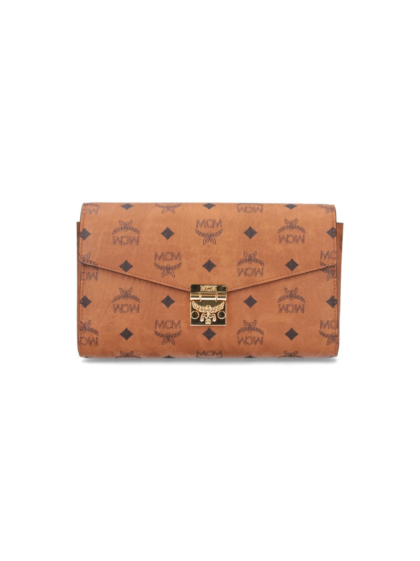 Mcm Brown Tracy Visetos Canvas Nappa Leather Medium Shoulder Bag