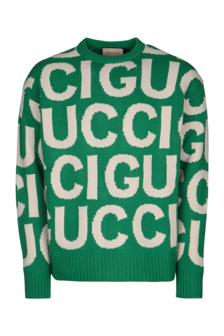 Gucci Oversized Logo Patterned Wool Sweater