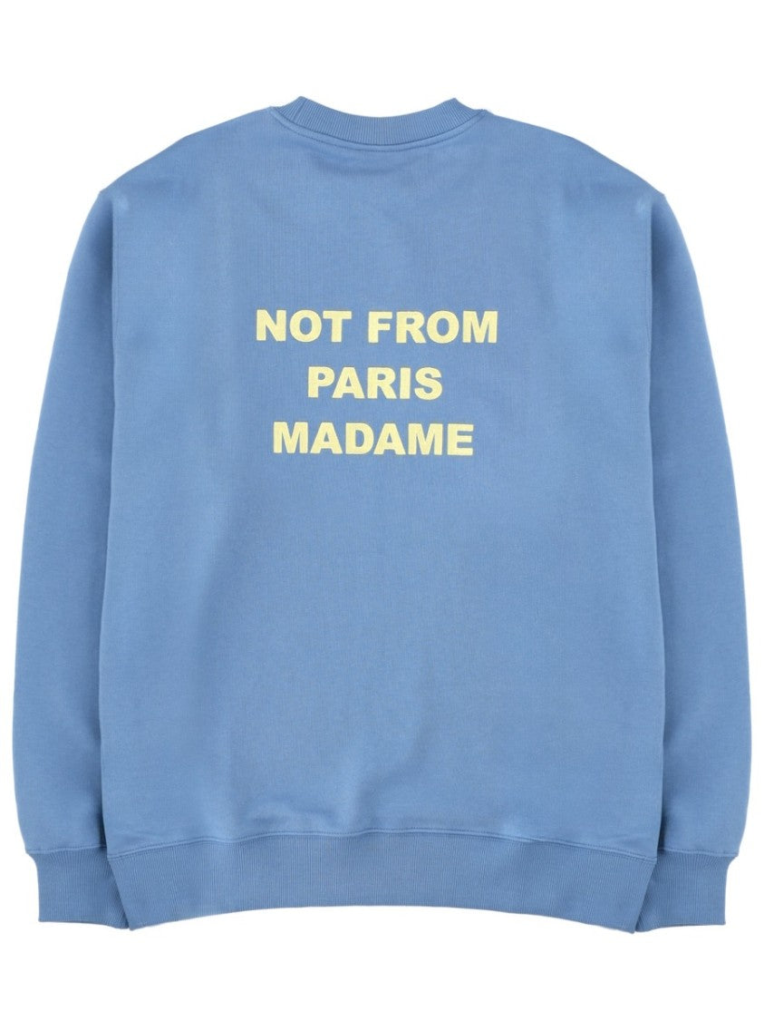Drôle De Monsieur Slogan Blue Soft Ribbed Sweatshirt