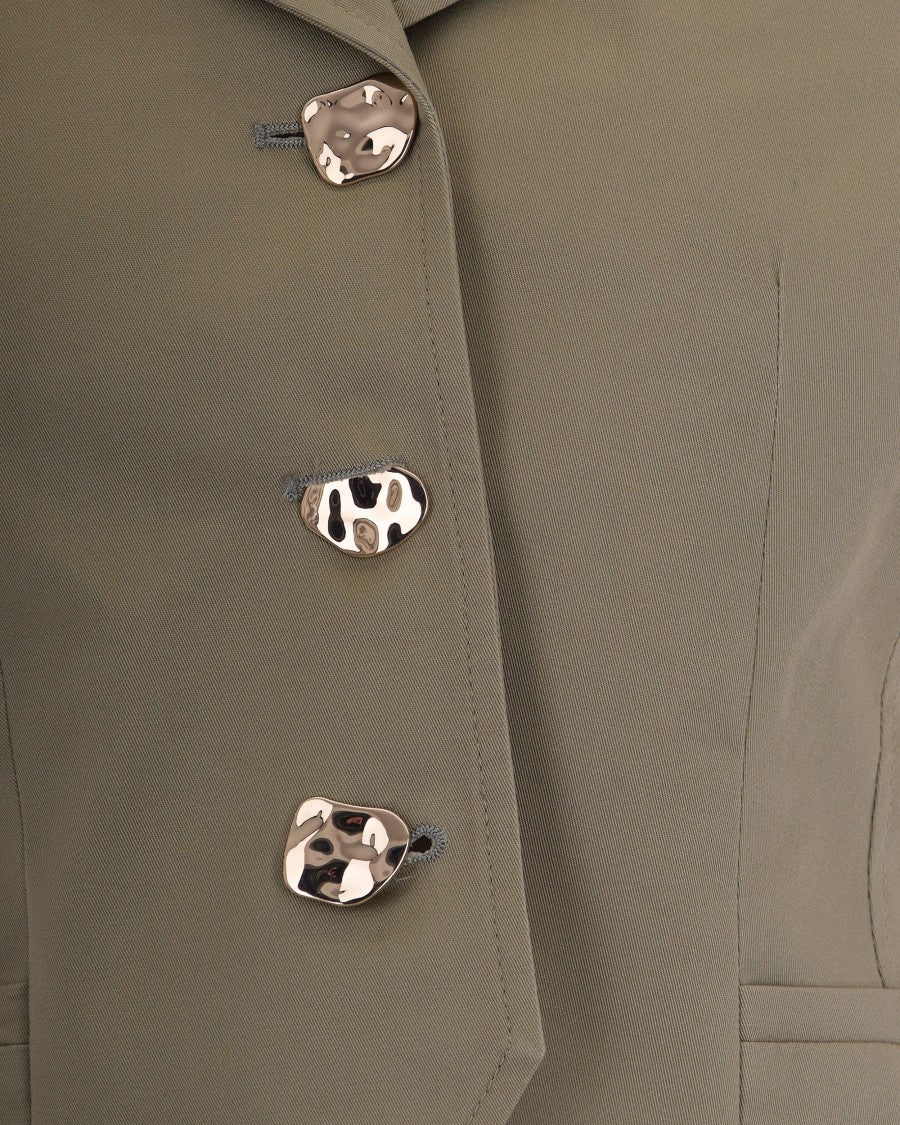 Liu Jo Cropped Green Peppermint Blazer With Structured Tailoring And V-Neck