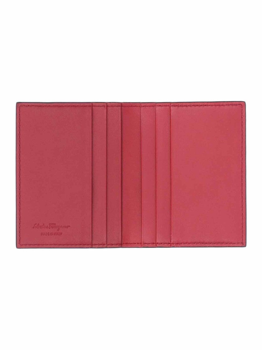 Ferragamo 'Gancini' Bi-Fold Wallet – Black & Red