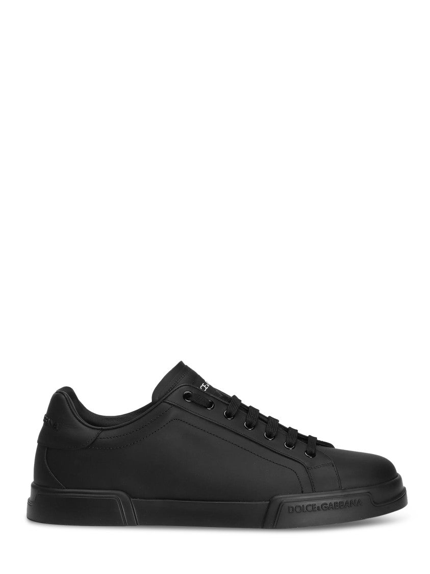 Dolce & Gabbana Minimalist Black Sneakers With Lace-Up Closure