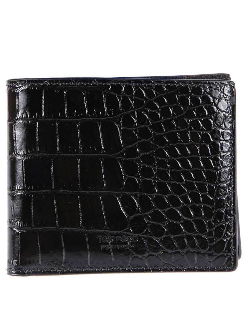 Tom Ford Shiny Printed Croc Leather Wallet