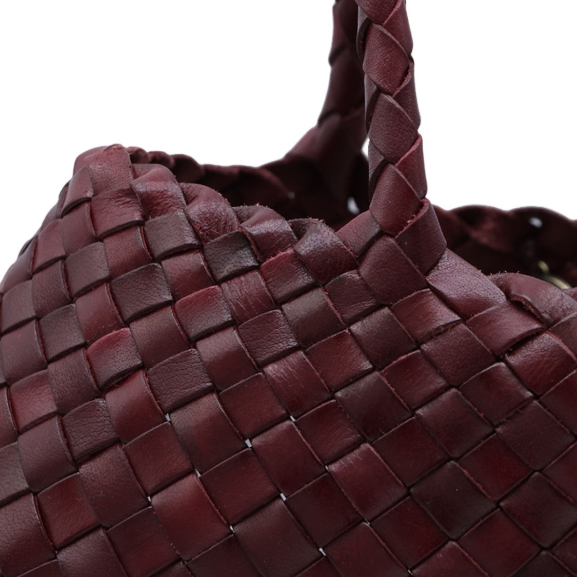 Dragon Diffusion Spacious Woven Bag With Braided Handles In Rich Burgundy