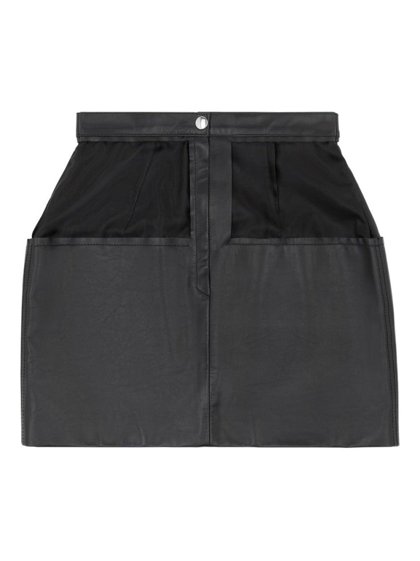 Mm6 By Maison Margiela Black Leather Mini Skirt