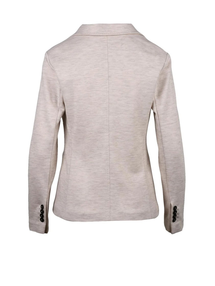 Circolo 1901 Tailored Beige Sweatshirt Blazer With Notched Lapel And Cashmere Blend