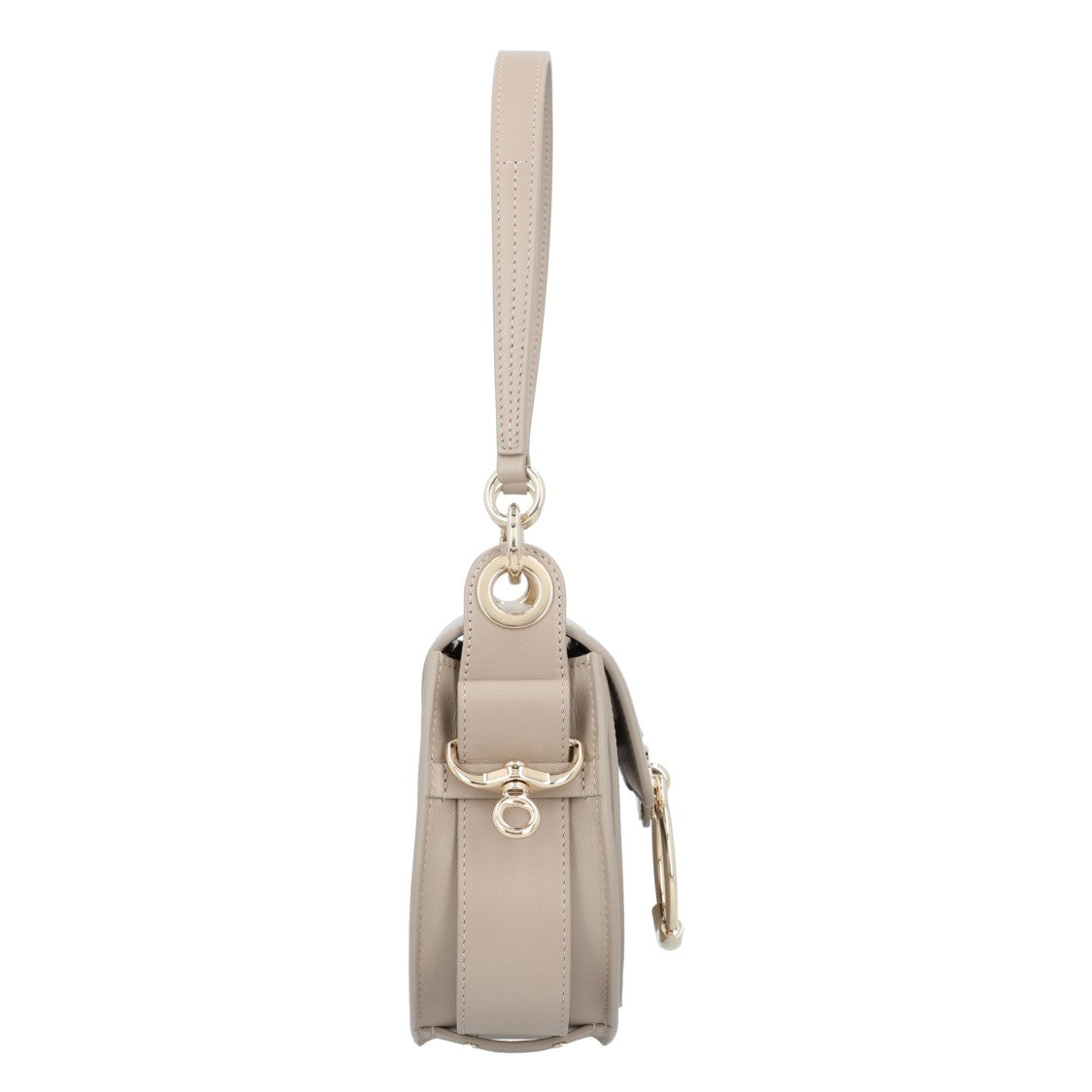 Chloé Small Tess Bag In Shiny Leather And Suede Grey