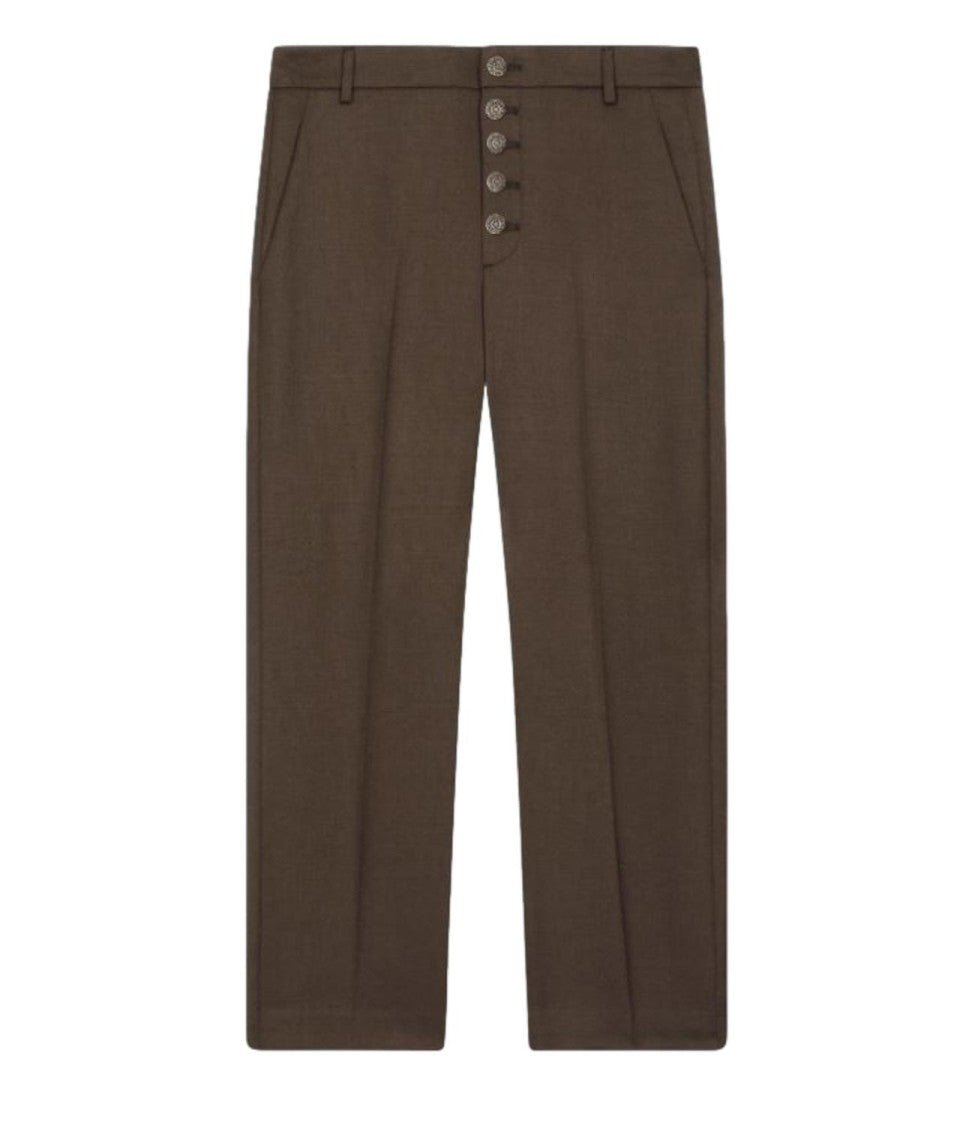 Dondup Tailored Brown Trousers With Cropped Length