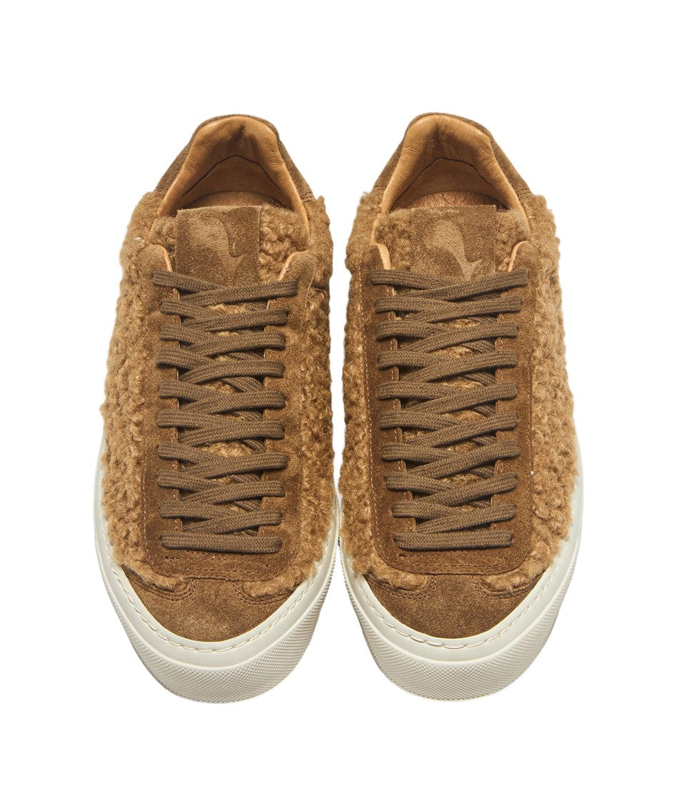 Aqua Alta Venice Teddy Brown Sneakers With Suede Accents