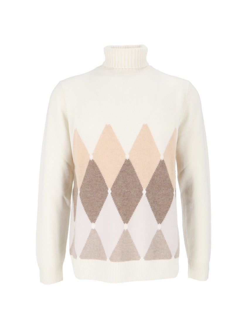 Ballantyne Argyle High-Neck Cashmere Turtleneck Sweater