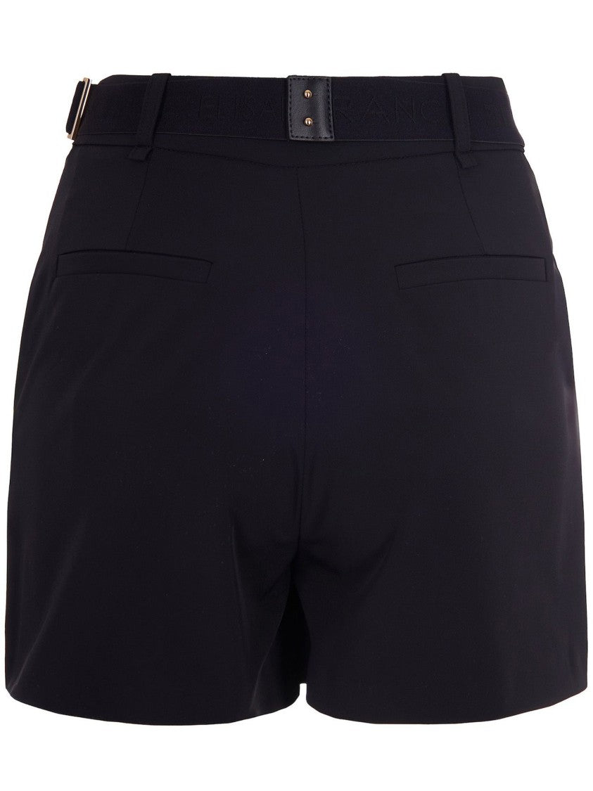 Elisabetta Franchi High-Waisted Tailored Black Belted Shorts