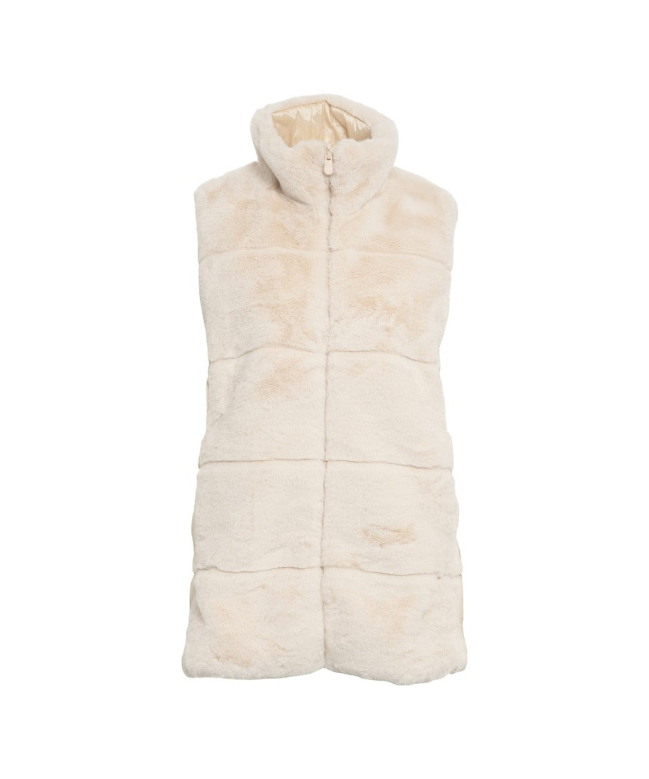 Save The Duck Thigh-Length Faux Fur Gilet With Plumtech Padding