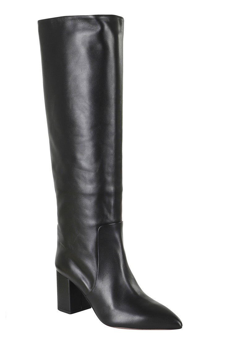 Paris Texas Black Anja 70 Square Heel Leather Boots