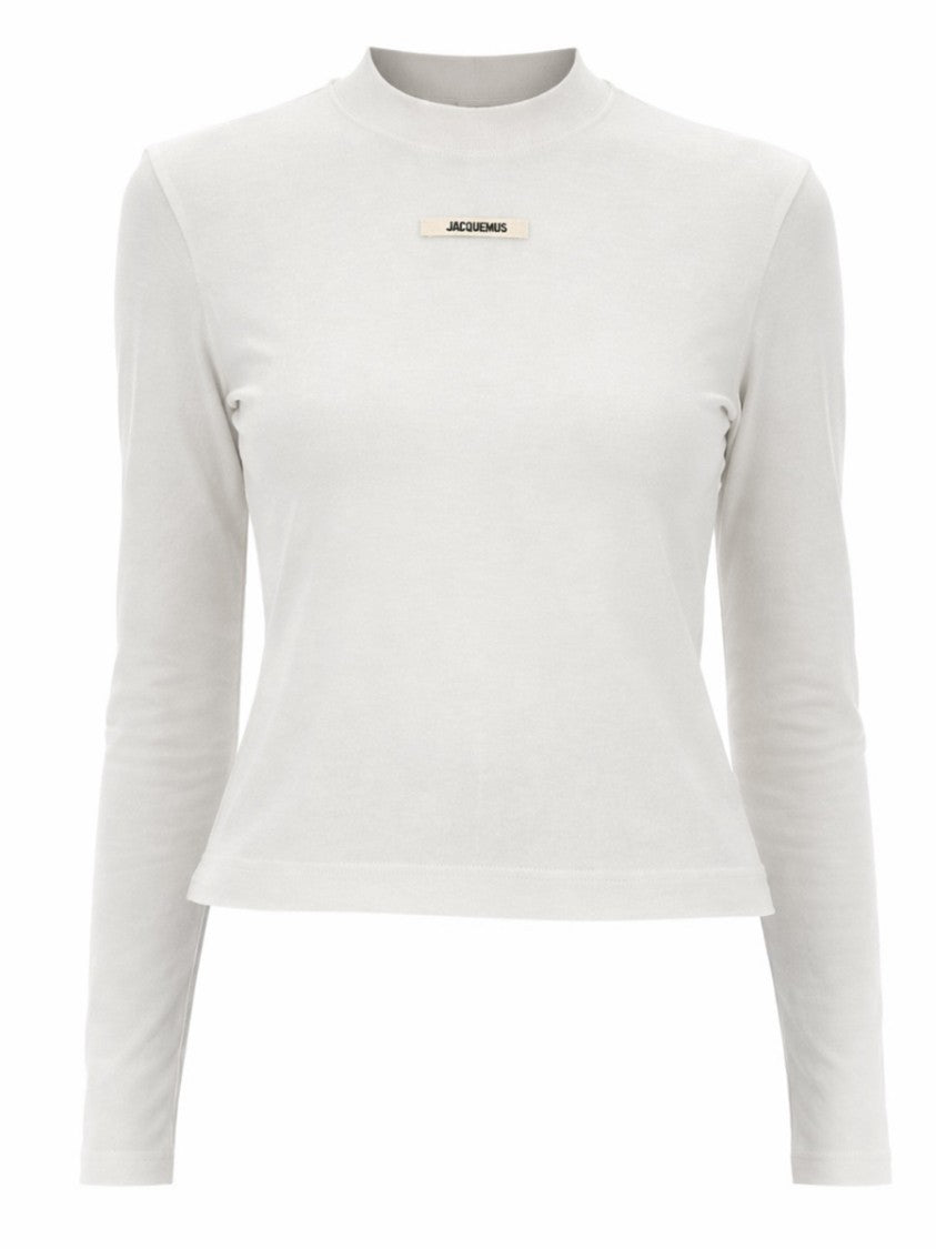 Jacquemus Fitted Cropped Rectangular Label Long-Sleeve T-Shirt