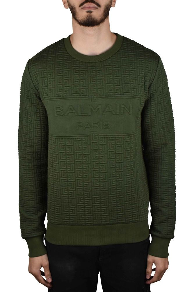 Balmain Textured Cotton Sweatshirt With Monogram Design