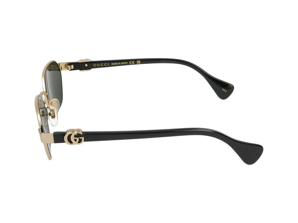 Gucci Gold Geometric Metal Frame Sunglasses