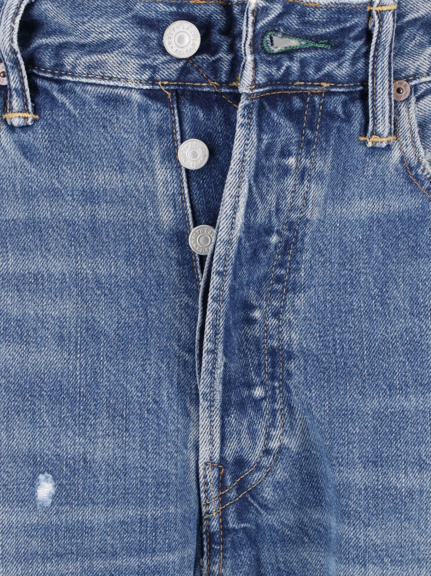 Polo Ralph Lauren Blue Distressed Straight-Leg Denim Jeans