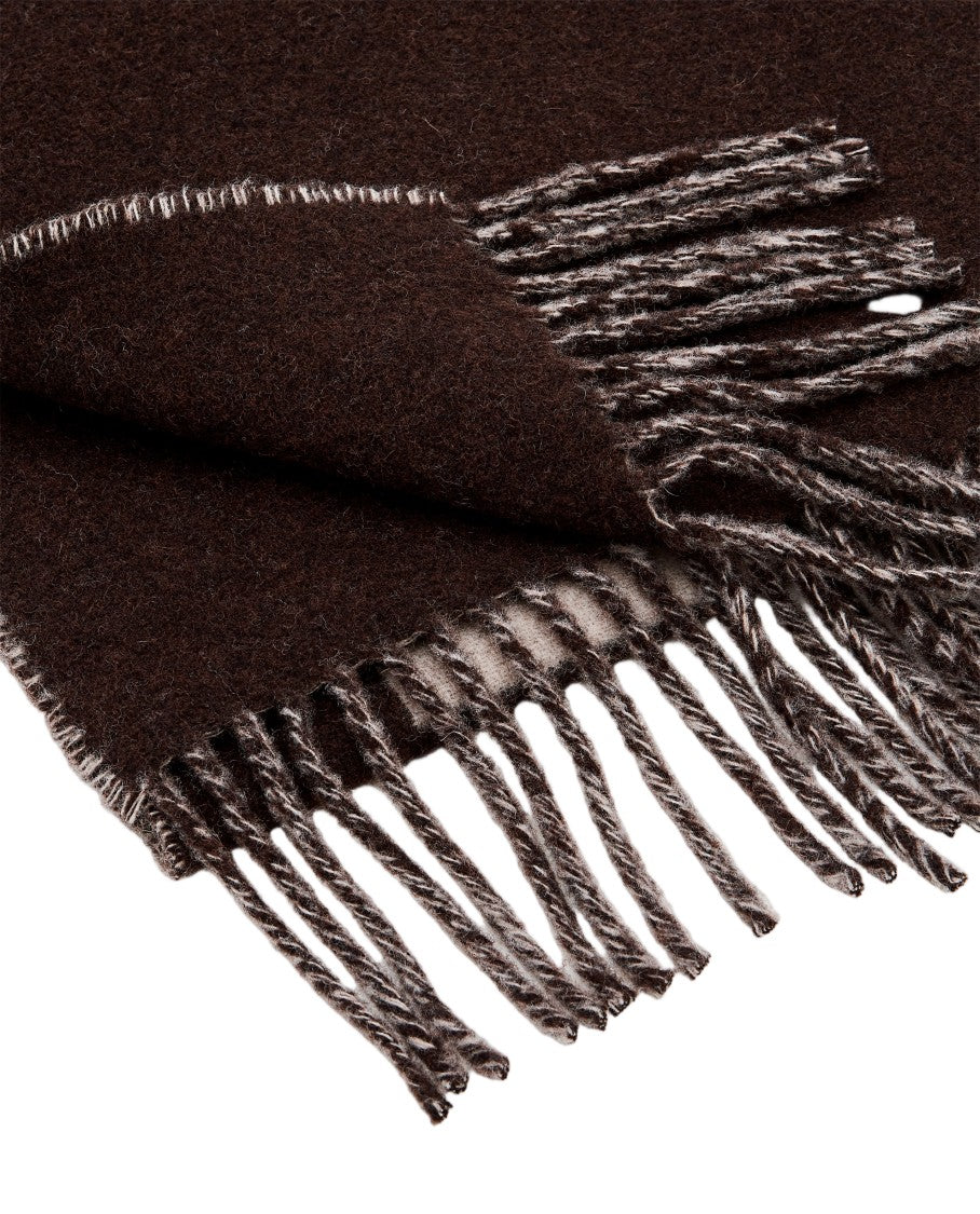 Jacquemus Brown L'echarpe Wool Jacquard Logo Fringe Scarf
