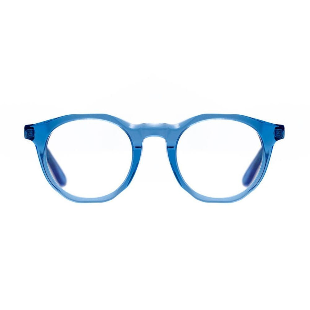 Toffoli Costantino T047 Rounded Phantos Sunglasses In Transparent Blue Acetate