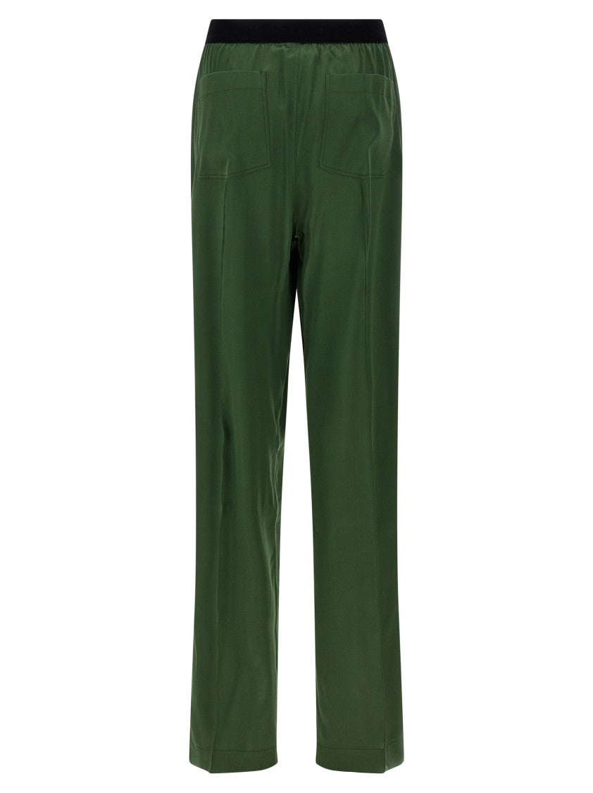 Tom Ford Stretch Silk Satin Pajama-Style Pants With Velvet Logo Waistband