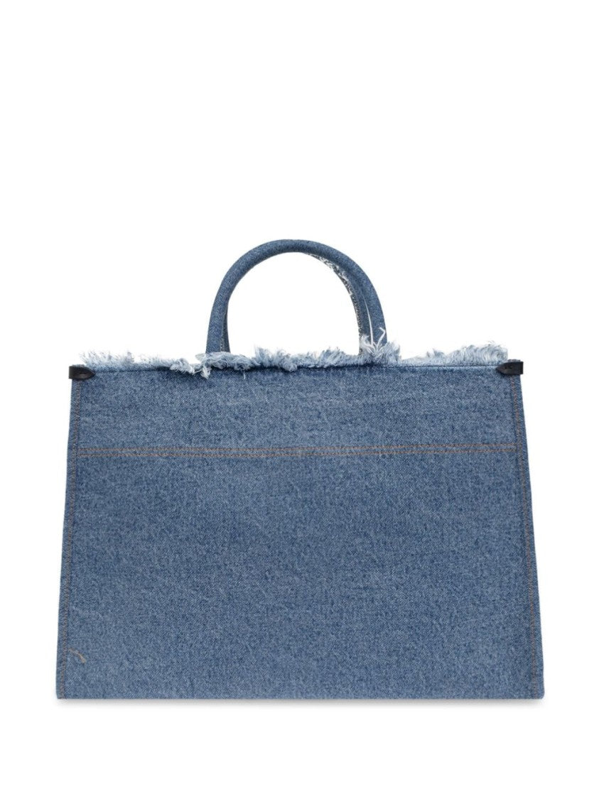 Lanvin Indigo Blue Washed Denim Tote Bag