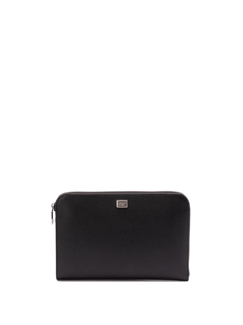 Dolce & Gabbana Structured Calf Leather Clutch