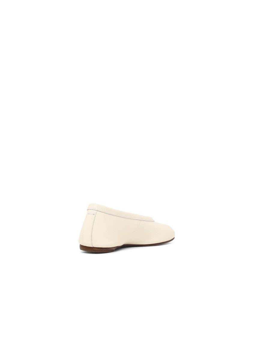 Maison Margiela White Leather Ballet Flats With Tabi Cut