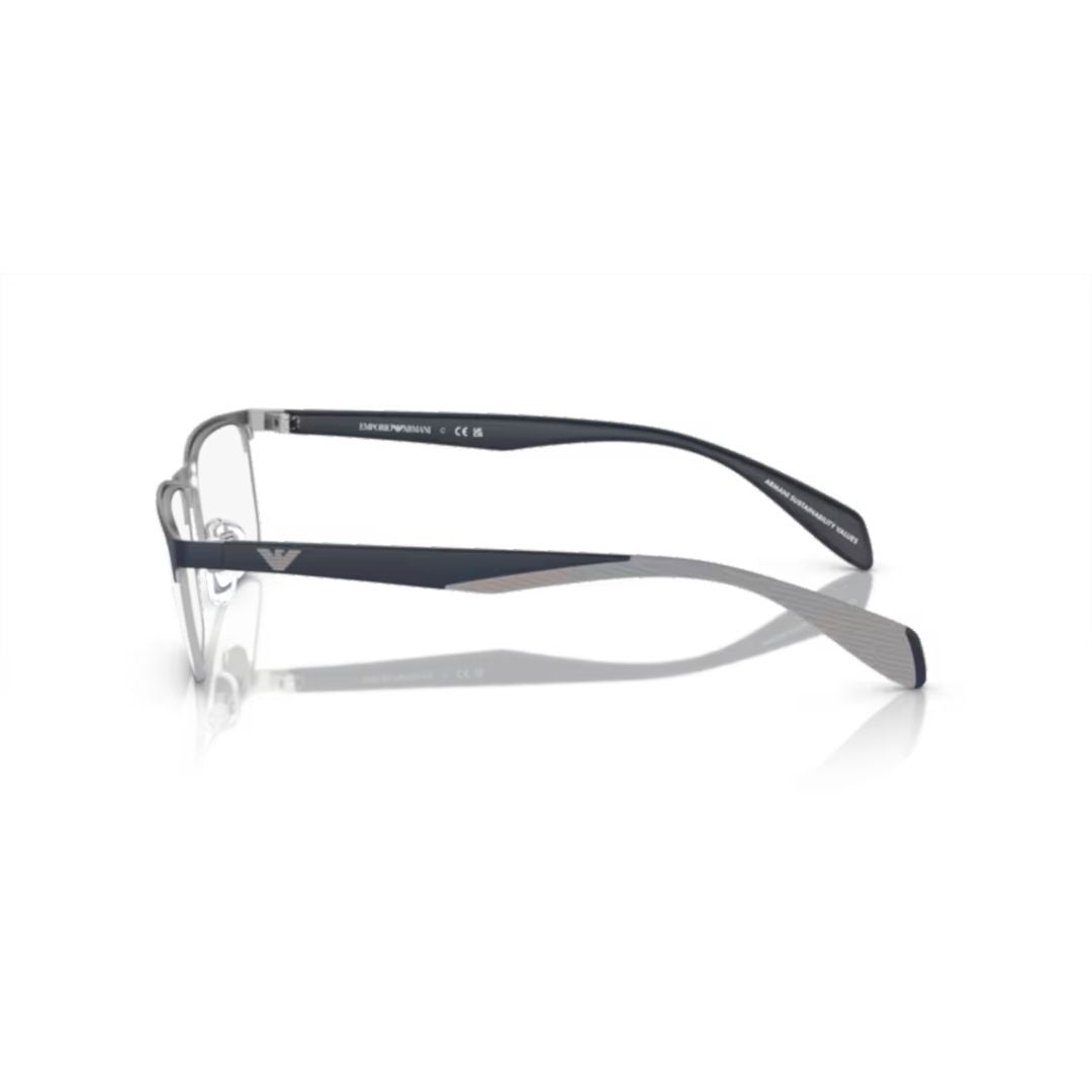 Emporio Armani 0Ea1149 Rectangular Metal Frame Sunglasses With Two-Tone Temples