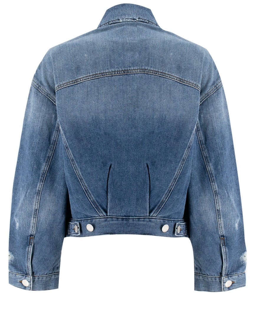 Pinko Vintage Lavaggio Denim Jacket With Cropped Length