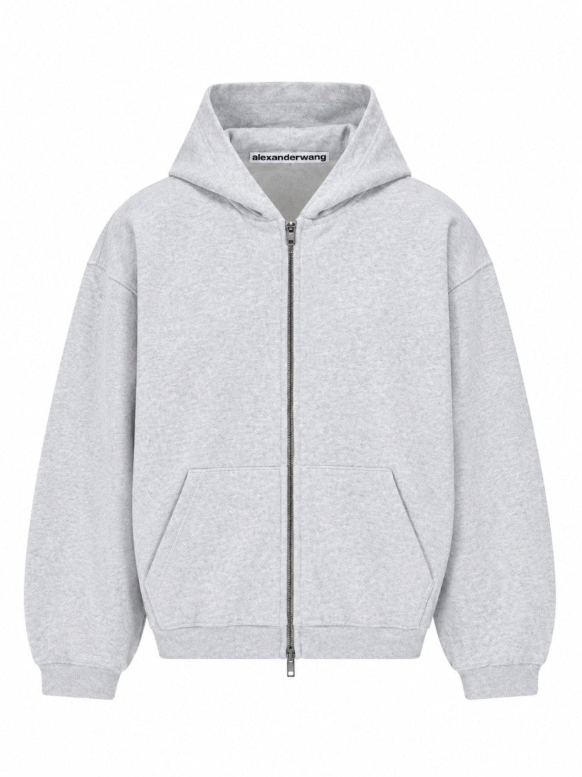 Alexander Wang Grey Light Grey Zip-Up Cotton Sweatshirt
